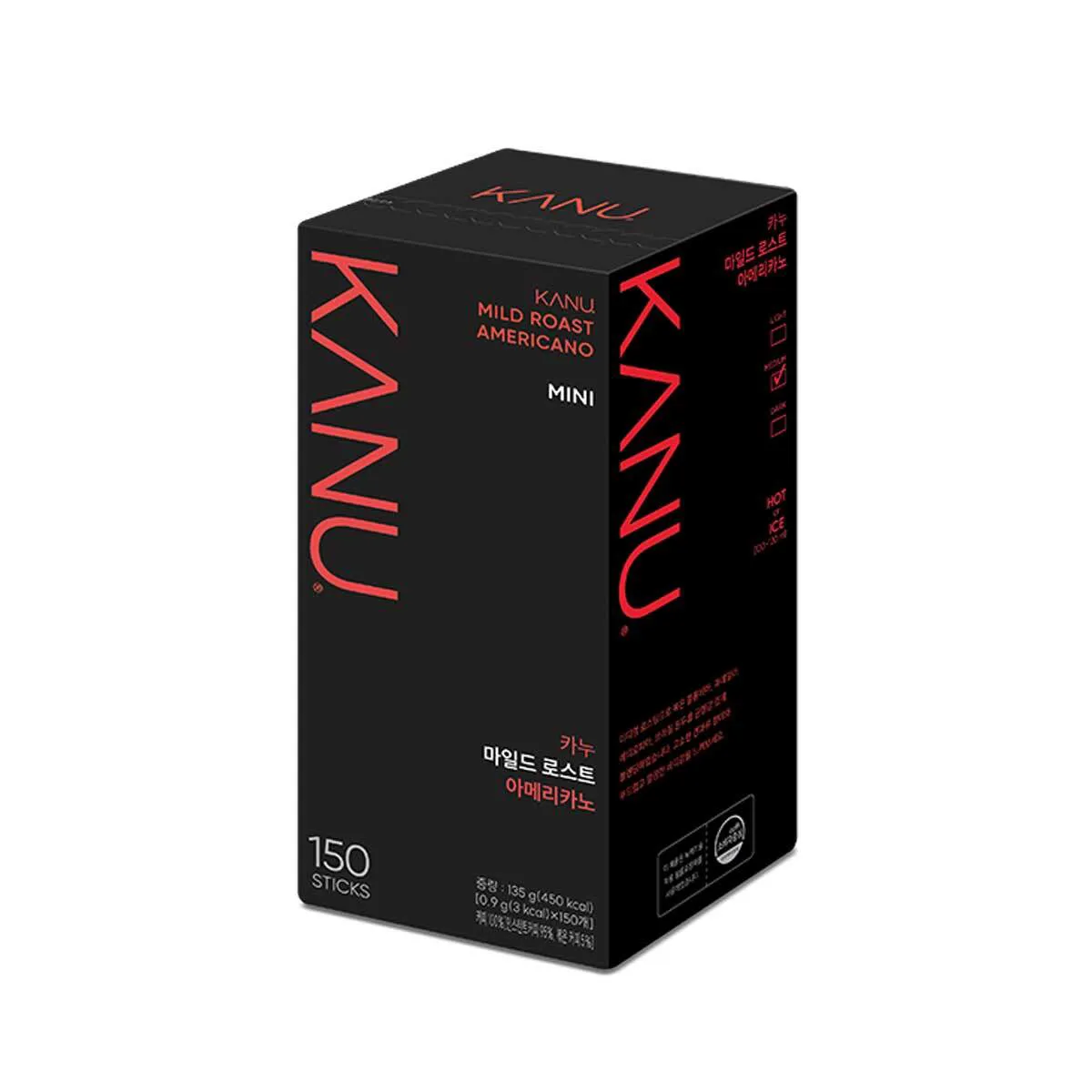 黒い箱に赤い字で「KANU」と書かれたスティックコーヒー