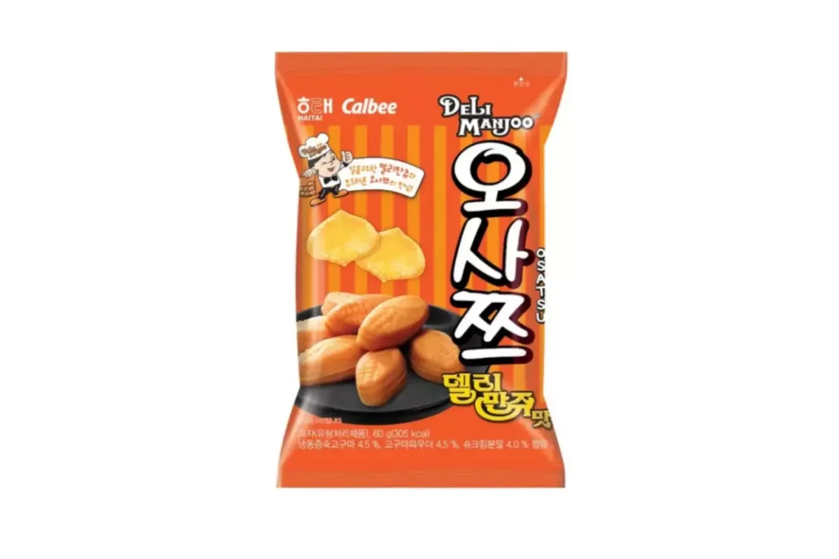 オレンジ色の袋の「오사쯔 델리만쥬맛」