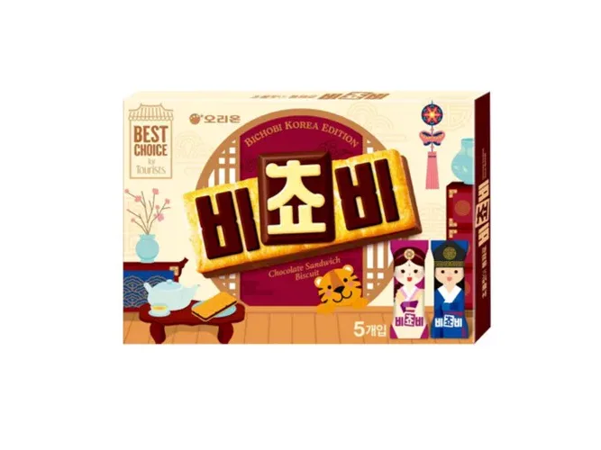 韓服の人物と虎が描かれた「ビチョビ 大韓民国」の箱
