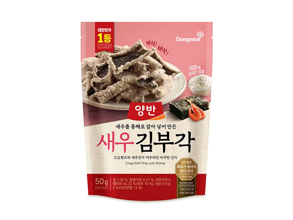 「새우 김부각」と書かれたヤンバンのえび味の袋