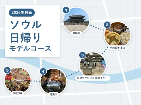 【2026年最新】ソウル日帰りモデルコース｜景福宮・明洞・広蔵市場を1日で回る時間割と、着く時間別の回り方