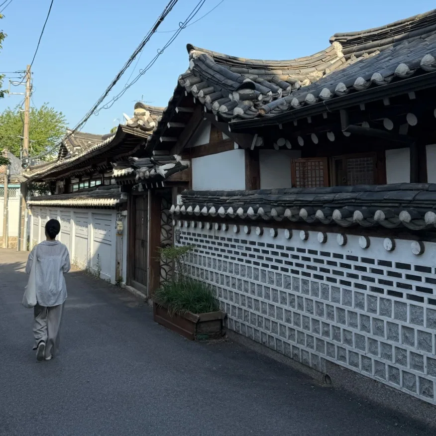 瓦屋根と白壁が続く路地