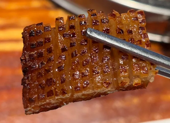 格子状に焼き目が付いた豚皮