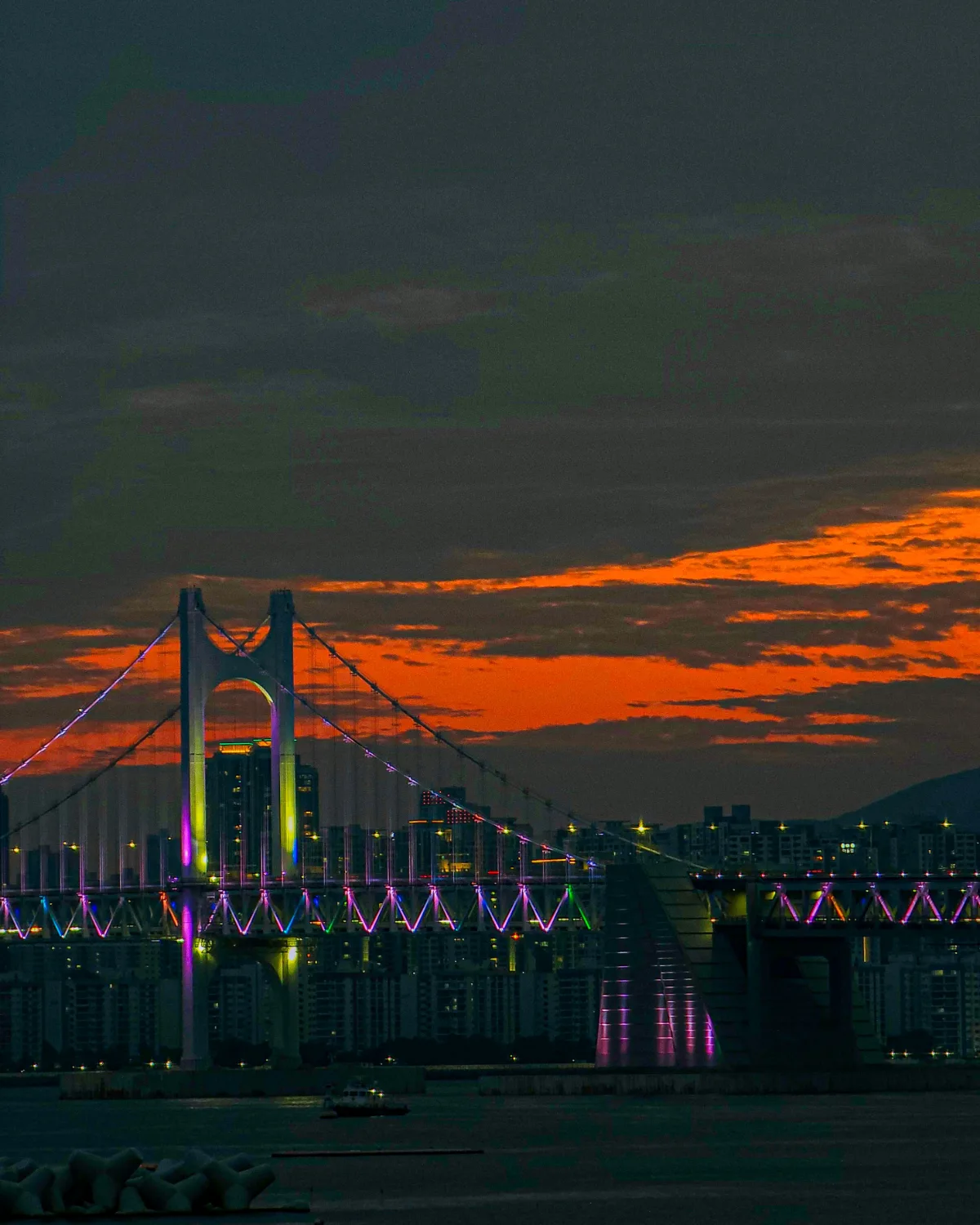 冬柏島 — 夕焼けに浮かぶ吊り橋