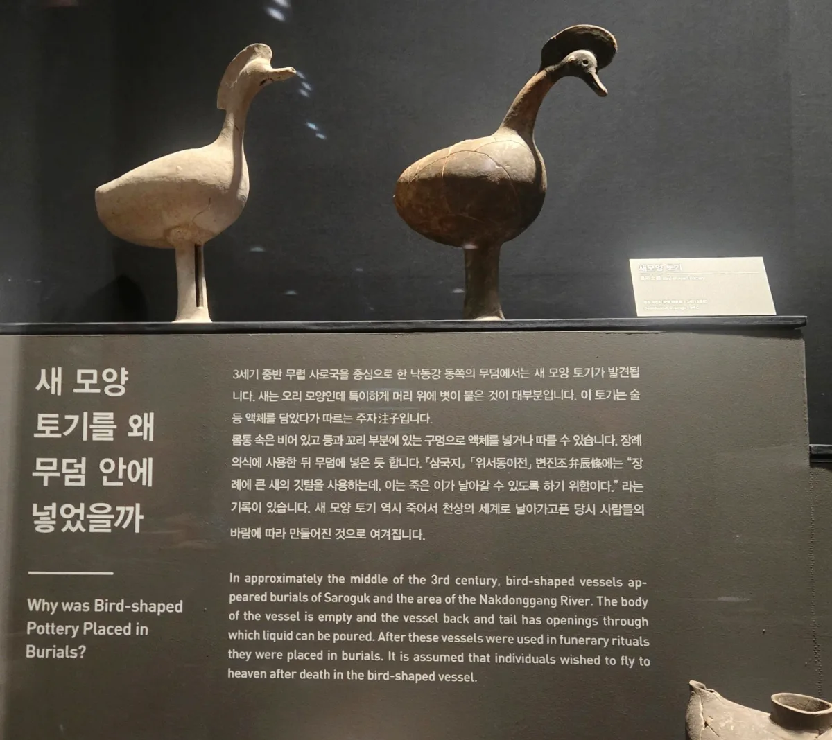 国立慶州博物館 — 並んで展示された鳥形土器