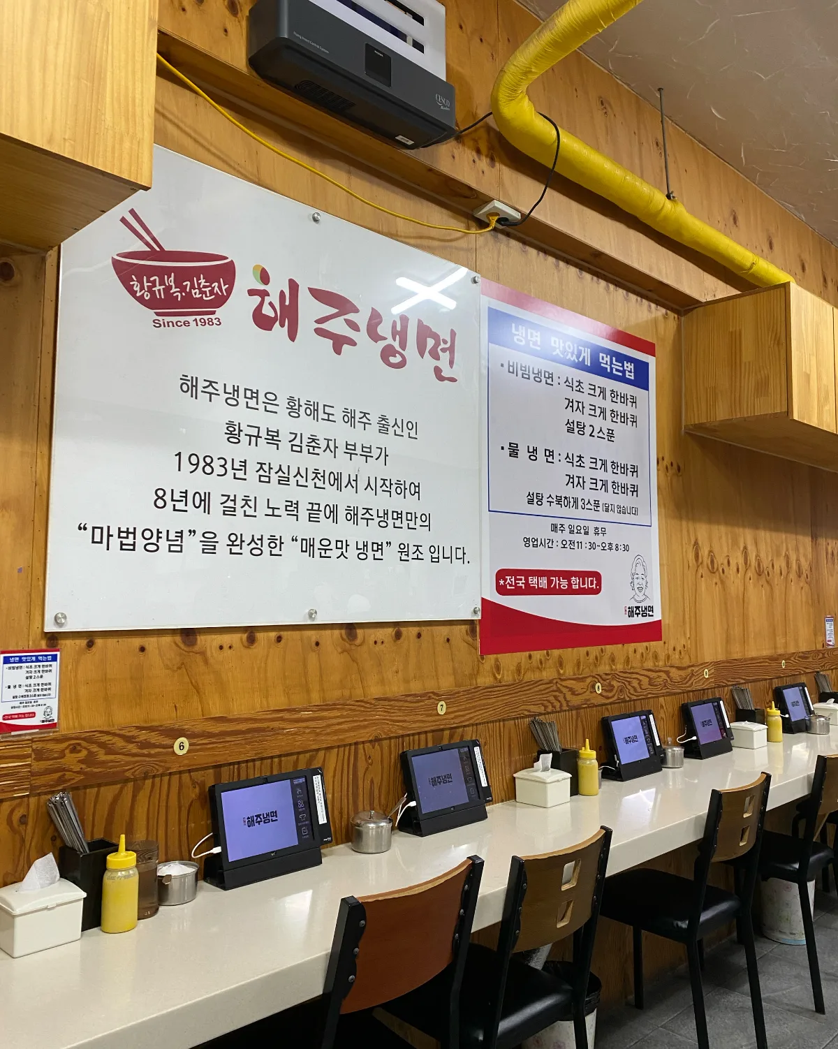 創業の話と食べ方が貼られた店内
