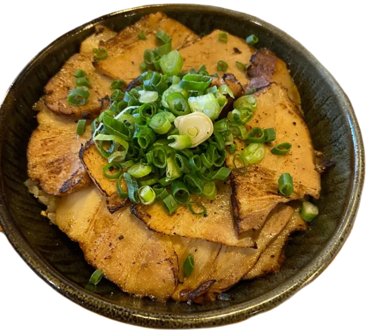 博多文庫 — 焼き豚と青ねぎを盛った丼