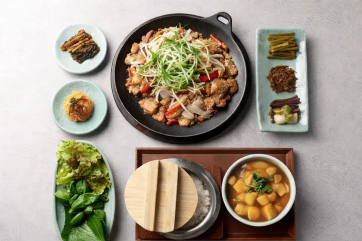 ランチ・黒豚醤油プルコギ釜飯定食
