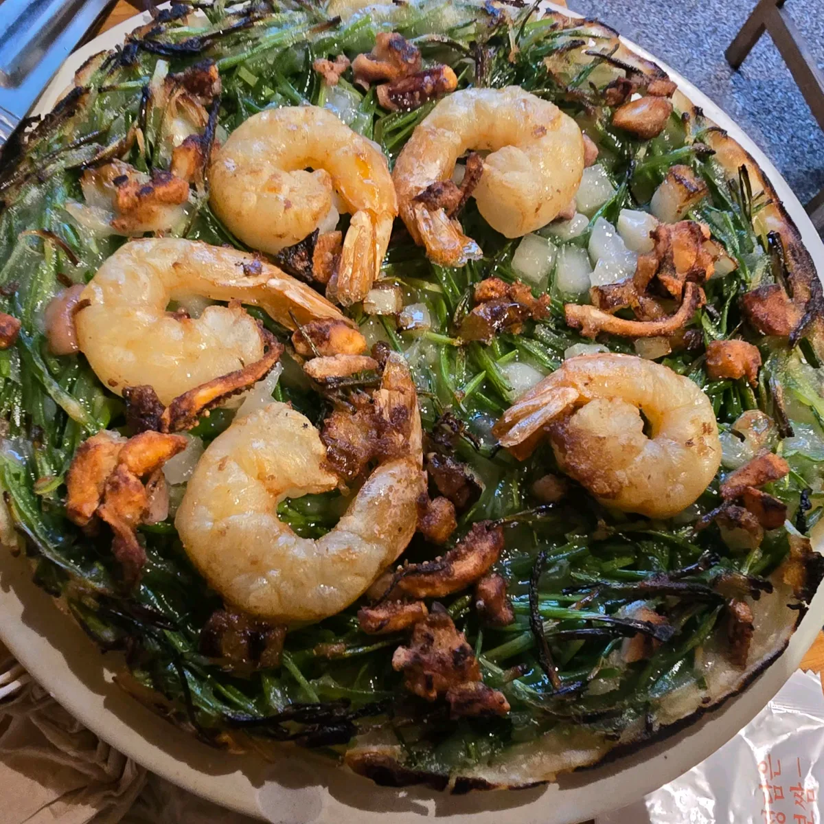 海老とニラの焼きもの