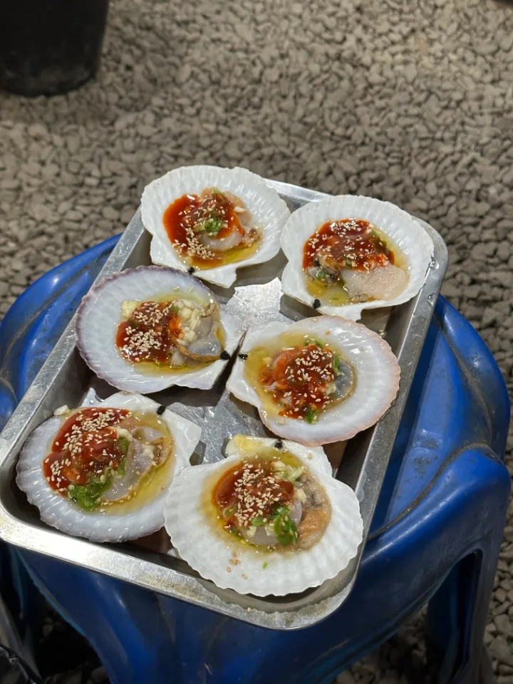 ゴマだれの味付けホタテ6個盛り