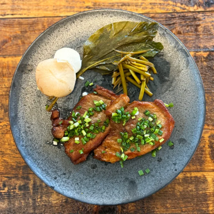 抗生物質不使用の豚肩ロース焼きコース