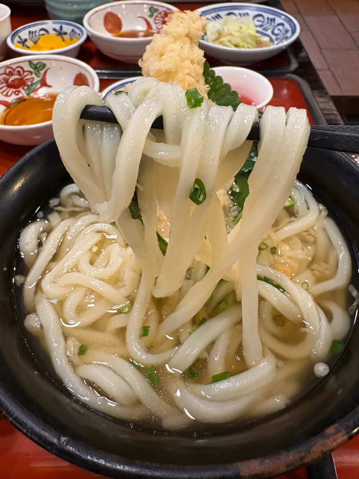 兄弟家 — 箸で持ち上げた太いうどん