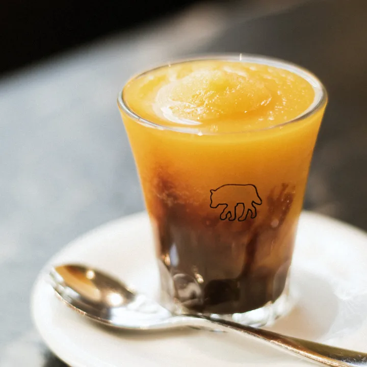 橙色とコーヒー色の二層氷