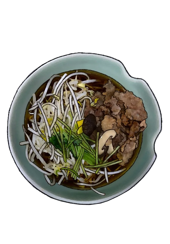 季節限定 牛肉ともやしの温そば
