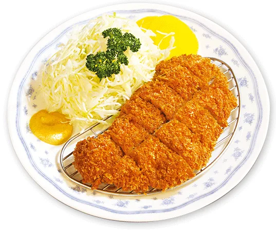 キャベツを添えたロースカツ