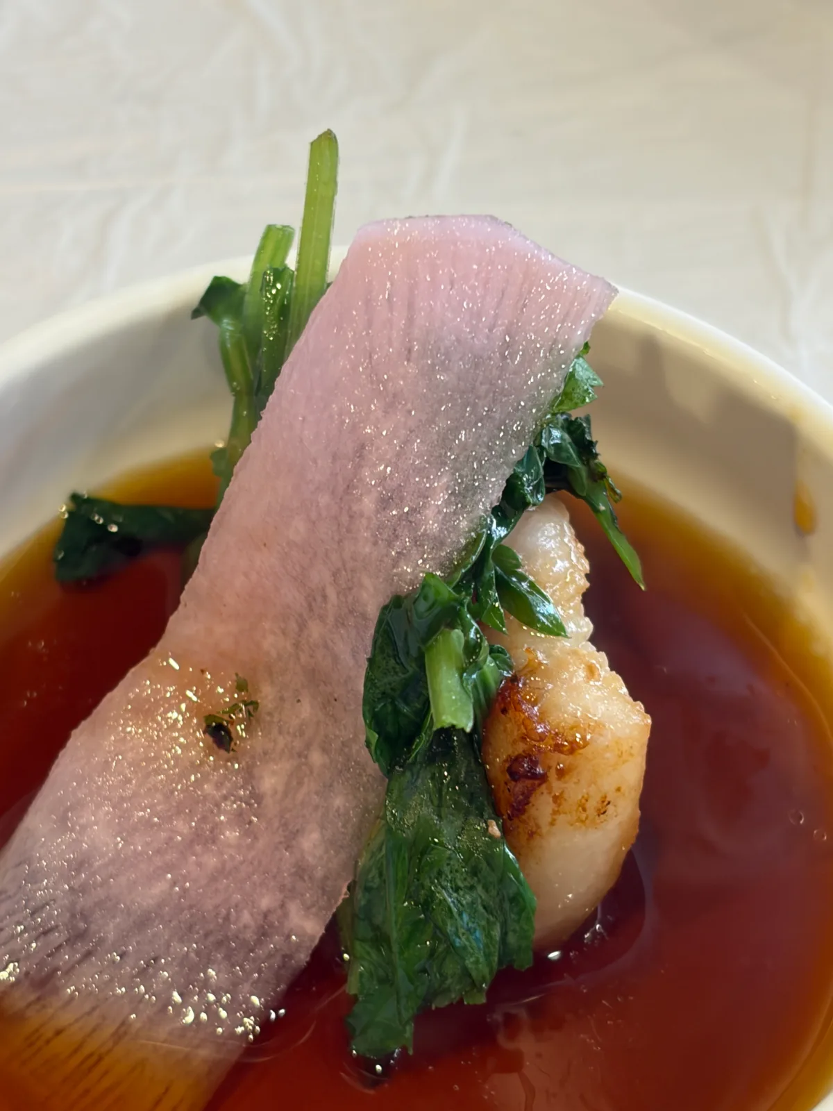 大根の薄切りで包む豚肉と青菜