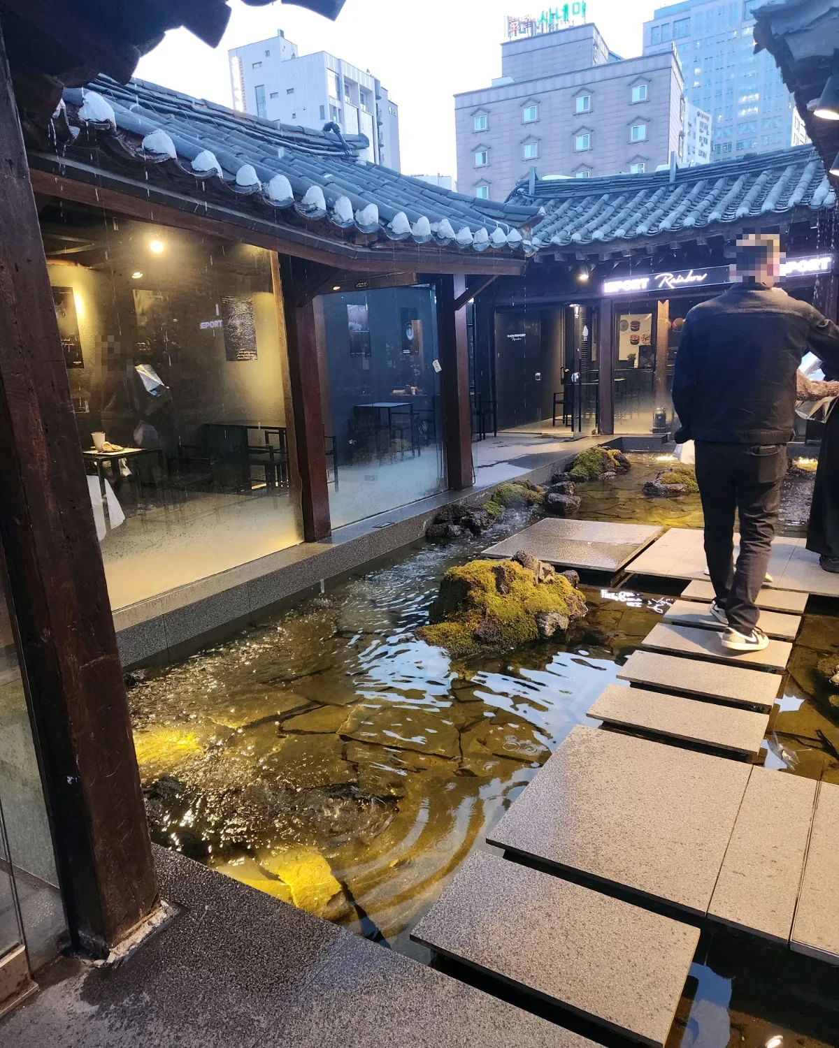 水の上に渡された飛び石