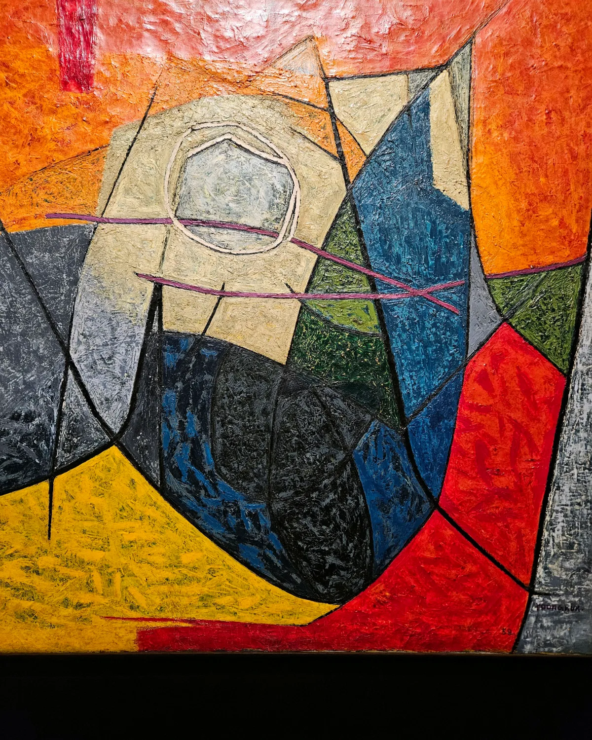 赤と青の幾何学的な絵画