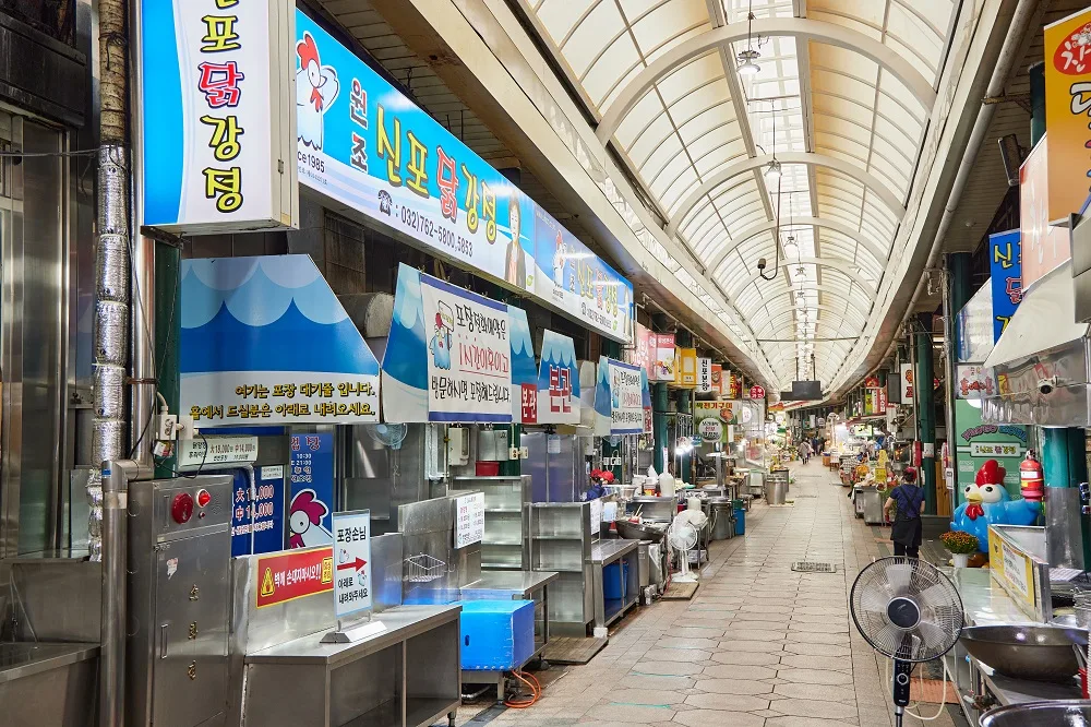 鶏料理店が並ぶアーケード