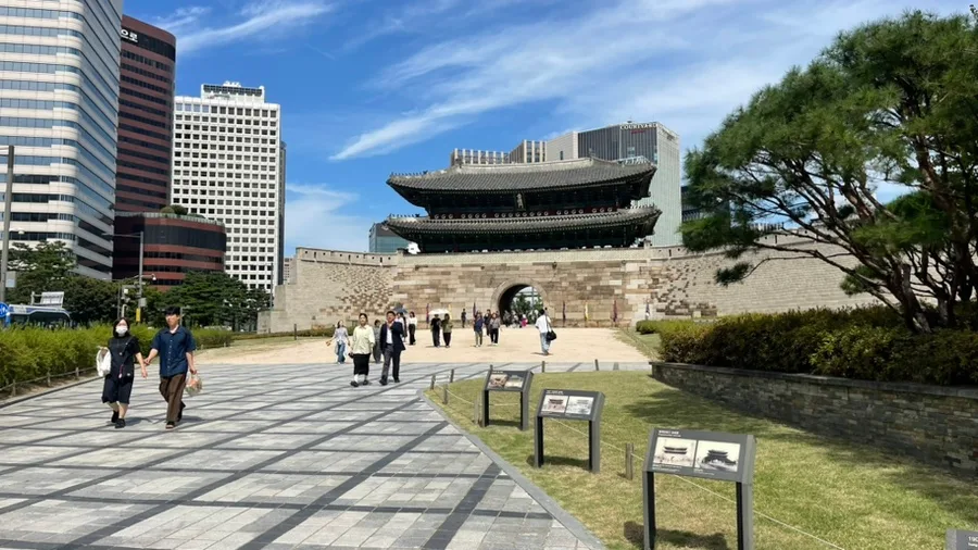 崇礼門 — 松越しに望む崇礼門