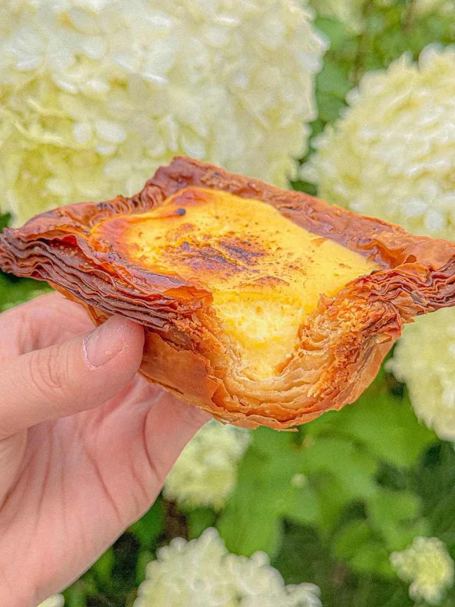 焼き目のついた四角いエッグタルト