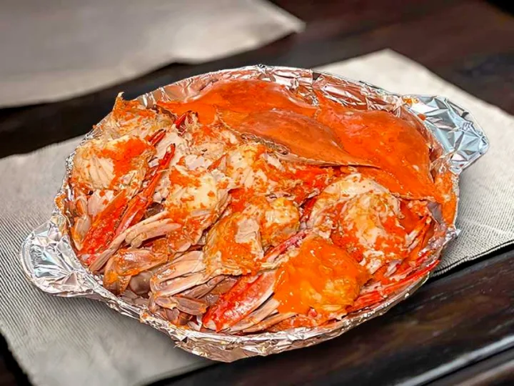 泰安産旬の活ワタリガニ焼き