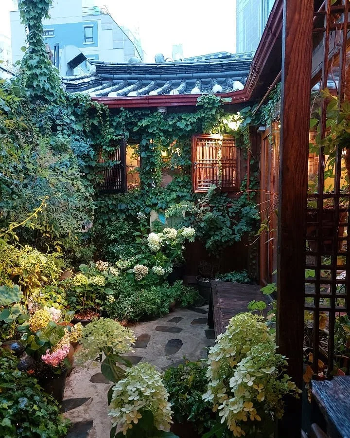 トゥラン — 紫陽花に囲まれた中庭