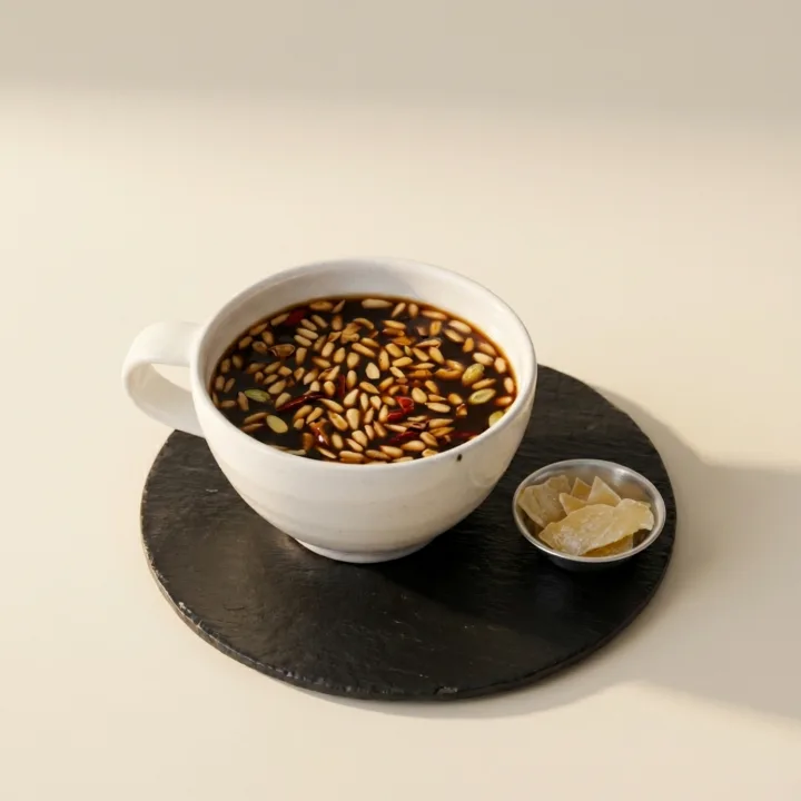 松の実を浮かべた双和茶